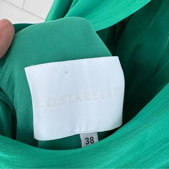 Costarellos Brennie Iridescent Georgette Gown Green NO BELT size FR38 US6